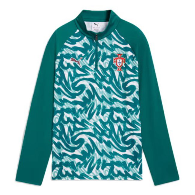 2026-2027 Portugal Warm Up 1/4 Zip Top (Green) - Kids-SoccerKits Hub | Buy Soccer Jerseys Online